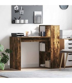 vidaXL Desk with Shelf Smoked Oak 108 x 55 x 103.5 cm Engineered Wood