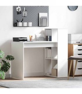 vidaXL Desk with Shelf White 108 x 55 x 103.5 cm Engineered Wood