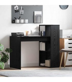 vidaXL Desk with Shelf Black Oak 108 x 55 x 103.5 cm Engineered Wood