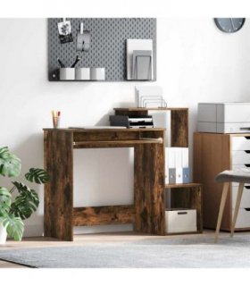 vidaXL Desk with Drawer Smoked Oak 106 x 41 x 88.5 cm Engineered Wood