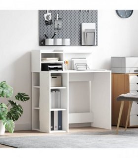 vidaXL Desk with Shelf White 90 x 48 x 101.5 cm Engineered Wood