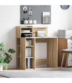 vidaXL Desk with Shelf Sonoma Oak 90 x 48 x 101.5 cm Engineered Wood