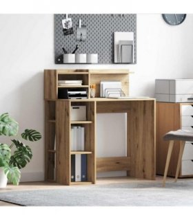 vidaXL Desk with Shelf Artisan Oak 90 x 48 x 101.5 cm Engineered Wood