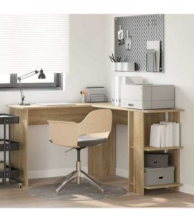 vidaXL Corner Desk Sonoma Oak 140 x 113.5 x 75 cm Engineered Wood