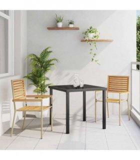vidaXL Garden Stacking Chairs 2 pcs Brown and Beige 54 x 56 x 90 cm