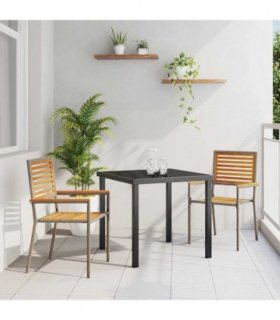 vidaXL Garden Stacking Chairs 2 pcs Brown and Grey 54 x 56 x 90 cm