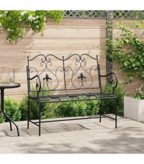 vidaXL Garden Bench Black 104 x 54 x 93 cm Steel