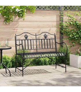 vidaXL Garden Bench Black 103.5 x 59 x 89 cm Steel