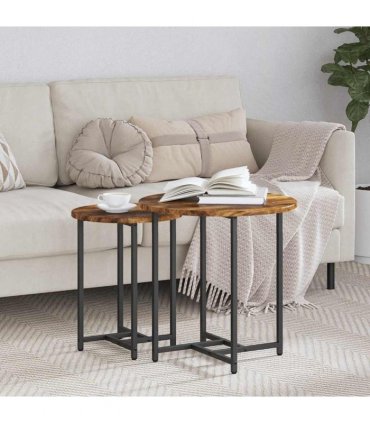 vidaXL Side Table Set 2 pcs Smoked Oak and Black