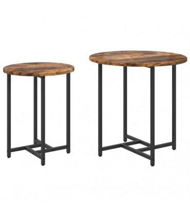 vidaXL Side Table Set 2 pcs Smoked Oak and Black