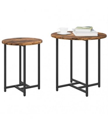 vidaXL Side Table Set 2 pcs Smoked Oak and Black