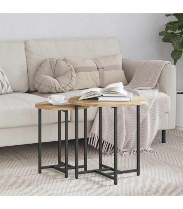 vidaXL Side Table Set 2 pcs Artisan Oak and Black