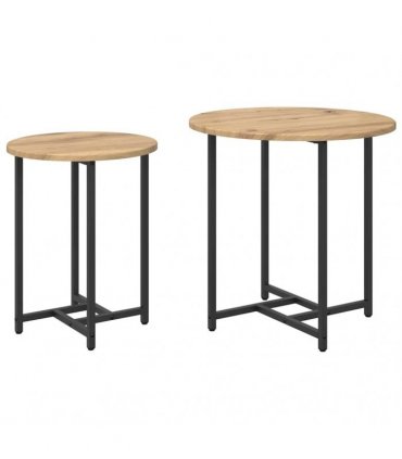 vidaXL Side Table Set 2 pcs Artisan Oak and Black