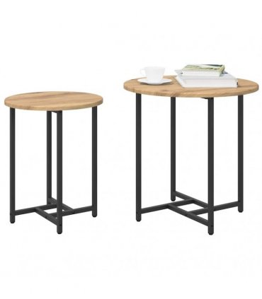 vidaXL Side Table Set 2 pcs Artisan Oak and Black