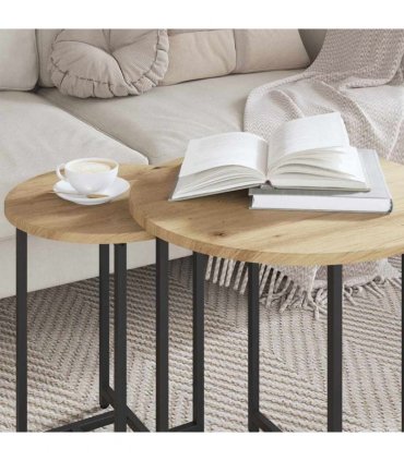 vidaXL Side Table Set 2 pcs Artisan Oak and Black