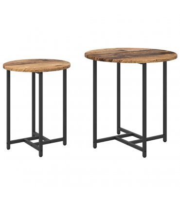 vidaXL Side Table Set 2 pcs Old Wood and Black