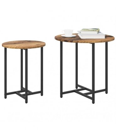 vidaXL Side Table Set 2 pcs Old Wood and Black