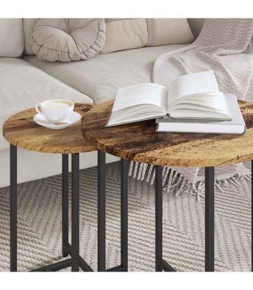 vidaXL Side Table Set 2 pcs Old Wood and Black