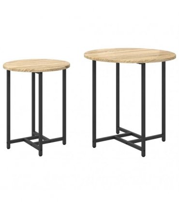 vidaXL Side Table Set 2 pcs Sonoma Oak and Black