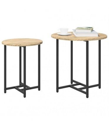 vidaXL Side Table Set 2 pcs Sonoma Oak and Black