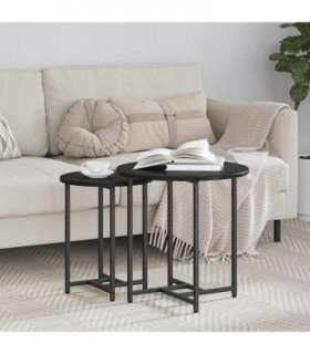 vidaXL Side Table Set 2 pcs Black Oak