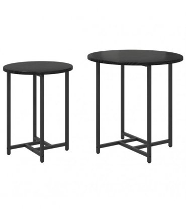 vidaXL Side Table Set 2 pcs Black Oak