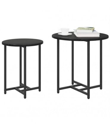 vidaXL Side Table Set 2 pcs Black Oak