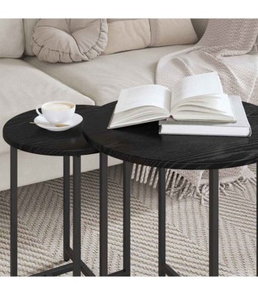 vidaXL Side Table Set 2 pcs Black Oak