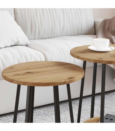 vidaXL Side Table Set with Shelf 2 pcs Artisan Oak and Black