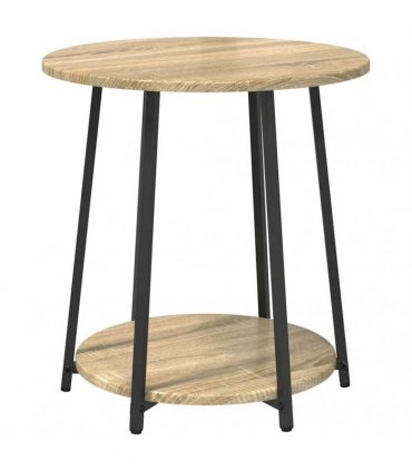 vidaXL Side Table Set with Shelf 2 pcs Sonoma Oak and Black