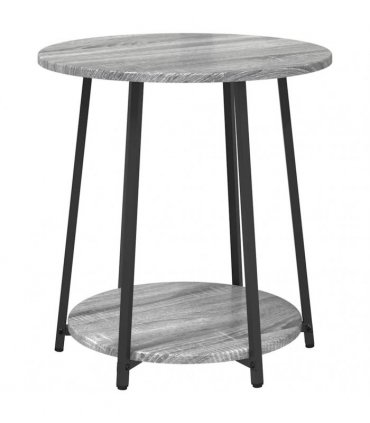 vidaXL Side Table Set with Shelf 2 pcs Grey Sonoma and Black