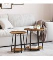 vidaXL Side Table Set with Shelf 2 pcs Old Wood and Black