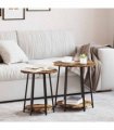 vidaXL Side Table Set with Shelf 2 pcs Smoked Oak and Black