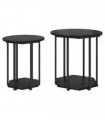vidaXL Side Table Set with Shelf 2 pcs Black Oak — V0672062519