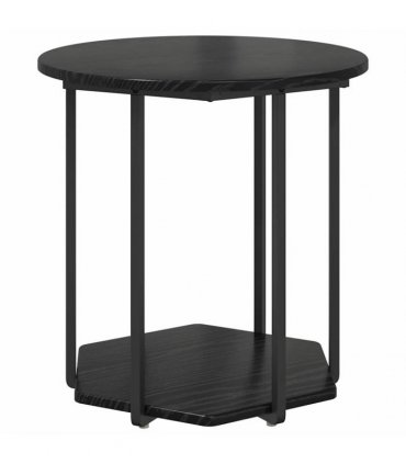 vidaXL Side Table Set with Shelf 2 pcs Black Oak — V0672062519