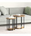 vidaXL Side Table Set with Shelf 2 pcs Brown — Colour: Old wood