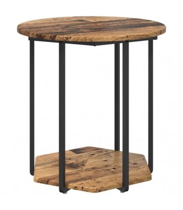 vidaXL Side Table Set with Shelf 2 pcs Brown — Colour: Old wood