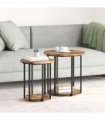 vidaXL Side Table Set with Shelf 2 pcs Brown — Colour: Smoked oak