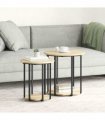 vidaXL Side Table Set with Shelf 2 pcs Brown — Colour: Sonoma oak