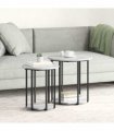 vidaXL Side Table Set with Shelf 2 pcs Grey — Colour: Grey sonoma