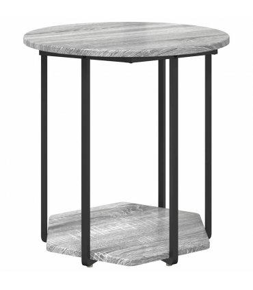 vidaXL Side Table Set with Shelf 2 pcs Grey — Colour: Grey sonoma