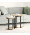 vidaXL Side Table Set with Shelf 2 pcs Brown — Colour: Artisan oak