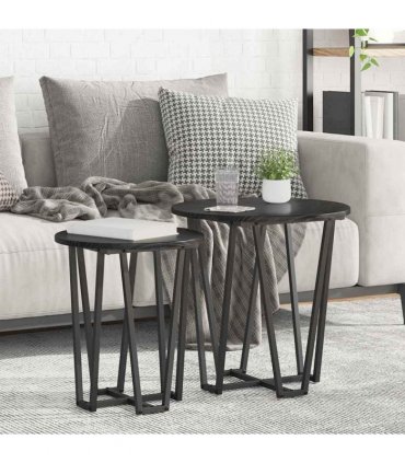 vidaXL Side Table Set 2 pcs Black Oak — V0672062526
