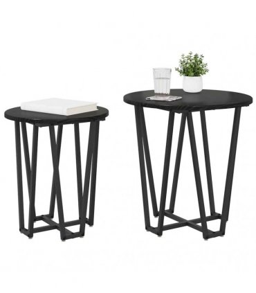 vidaXL Side Table Set 2 pcs Black Oak — V0672062526