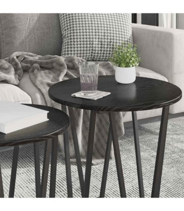 vidaXL Side Table Set 2 pcs Black Oak — V0672062526