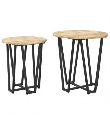 vidaXL Side Table Set 2 pcs Sonoma Oak and Black — V0672062528