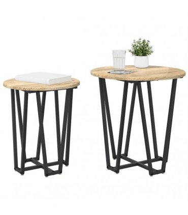 vidaXL Side Table Set 2 pcs Sonoma Oak and Black — V0672062528