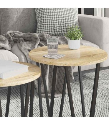 vidaXL Side Table Set 2 pcs Sonoma Oak and Black — V0672062528