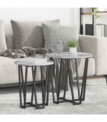 vidaXL Side Table Set 2 pcs Grey Sonoma and Black — V0672062529