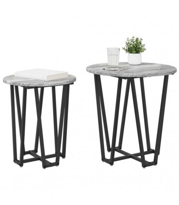 vidaXL Side Table Set 2 pcs Grey Sonoma and Black — V0672062529